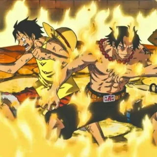 ♠ Luffy One Piece 动漫, 海贼王, 路飞, 火焰, 战斗, 艾斯 telegram sticker