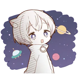 🌌 Anime, Katze, Weltraum, Süß, Sticker, Cartoon, Kawaii whatsapp sticker