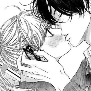 🖤 マンガ, ロマンス, キス, 愛, カップル, アニメ telegram sticker