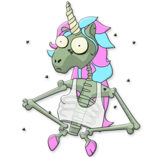 😠 unicorn, zombie, fantasy, skeleton, monster, undead, creature whatsapp sticker