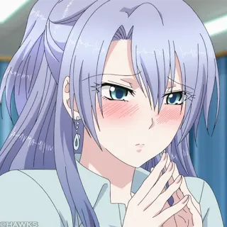 🌡 @HAWKS 动漫, 女孩, 可爱, 脸红, 卡哇伊, 紫发, 女性 telegram sticker