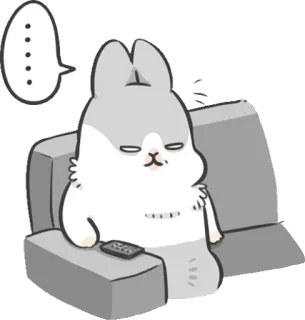 😑 rabbit, couch, remote, cartoon, cute, animal, sticker telegram sticker