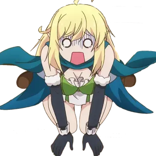🧎‍♀ Аниме, Девушка, Блондинка, В шоке, Мультфильм telegram sticker
