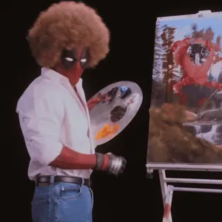 👀 Deadpool Deadpool, Bob Ross, Malerei, Crossover, lustig, Parodie telegram sticker