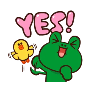 😀 YES! sì, accordo, entusiasmo, cartone animato, positivo, felice whatsapp sticker
