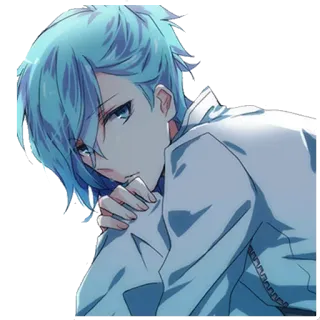 😔 Anime, Manga, Dibujo animado, Pelo azul, Chico, Personaje telegram sticker
