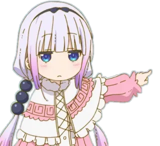 👉 Kanna Kamui Miss Kobayashi's Dragon Maid 애니메이션, 칸나 카무이, 드래곤 메이드, 귀여운, 카와이, 가리키는 telegram sticker
