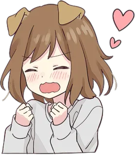 🥰 Anime, Gadis, Senang, Lucu, Telinga anjing telegram sticker