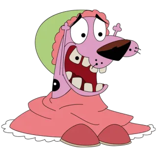 👗 Courage Courage the Cowardly Dog dessin animé, chien, courage, effrayé, rose telegram sticker