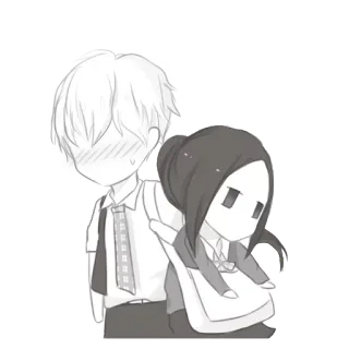 😶 Anime, Chibi, Casal, Fofo, Amor, Romance, Uniforme escolar whatsapp sticker