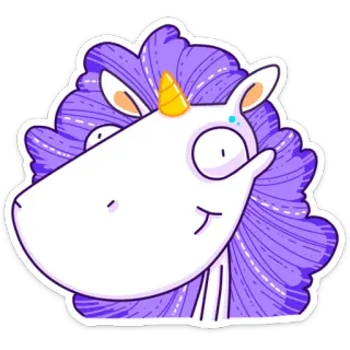 😏 kỳ lân, hoạt hình, tím, động vật, fantasy, nhãn dán telegram sticker