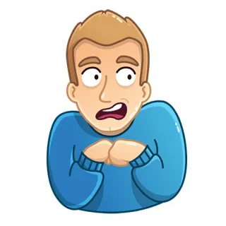 😨 Мультфильм, Мужчина, Обеспокоен, Испуганный, Выражение, Иллюстрация whatsapp sticker