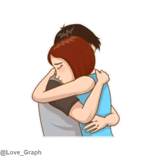 ☹ hug, love, couple, emotions, care telegram sticker