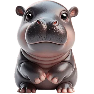 🥹 カバ, 動物, かわいい, 哺乳類, 野生動物 whatsapp sticker