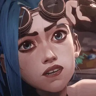 🦋 Jinx Arcane 아케인, 징크스, 파란 머리, 리그 오브 레전드, 만화 telegram sticker