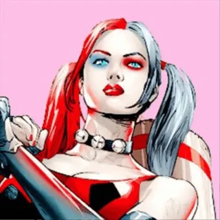 🦇 Harley Quinn ฮาร์ลีย์ ควินน์, ดีซีคอมิกส์, ซูเปอร์ฮีโร่, วายร้าย, หนังสือการ์ตูน, การ์ตูน, ตัวละคร, ตัวละครหญิง telegram sticker