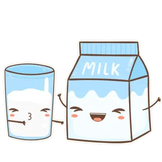 👍 leite, copo, caixa, kawaii, fofo, comida, bebida, laticínios telegram sticker