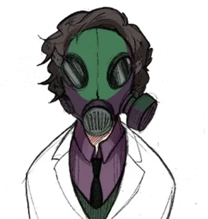 🧪 máscara de gas, científico, bata de laboratorio, protección, seguridad, anime telegram sticker