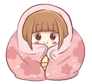 ☺️ Mädchen, Decke, süß, kawaii, Anime, kuschelig, warm telegram sticker