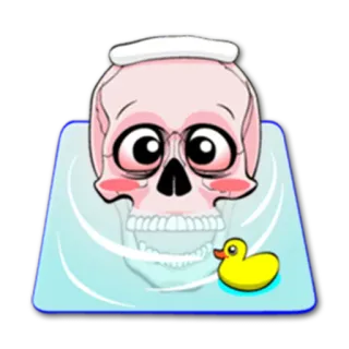 🛁 crâne, canard, bain, eau, dessin animé, serviette whatsapp sticker