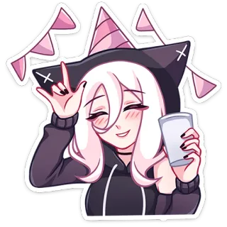 🥳 Аниме, Мультфильм, Милый, Девочка, Кавай, Вечеринка, Праздник telegram sticker