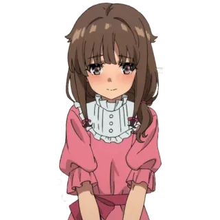 👋 Anime, Ragazza, Carina, Bruna, Vestito rosa telegram sticker