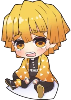 🥢 Zenitsu Agatsuma Demon Slayer anime, manga, character, chibi, demon slayer, kawaii whatsapp sticker