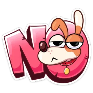 👎 NO cane, no, cartone animato, adesivo, carino, animale telegram sticker