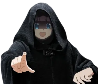 😎 Anime, Figura encapuzada, Gesto, Apontando whatsapp sticker