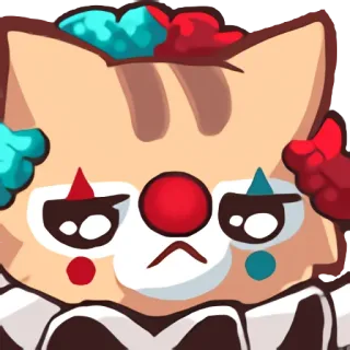 🤡 ตัวตลก, เศร้า, แมว, น่ารัก, การ์ตูน telegram sticker