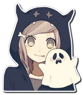 👻 动漫女孩, 幽灵, 贴纸, 可爱, 卡通 telegram sticker