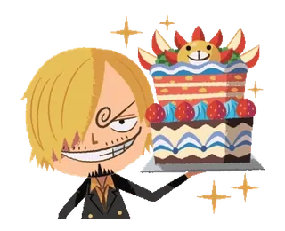 🎂 Sanji One Piece Anime, One Piece, Sanji, Ciasto, Kreskówka telegram sticker
