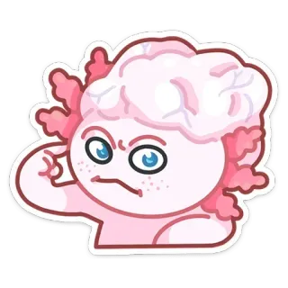 😒 Axolotl, Dessin animé, Sticker, Mignon, Rose, En colère whatsapp sticker
