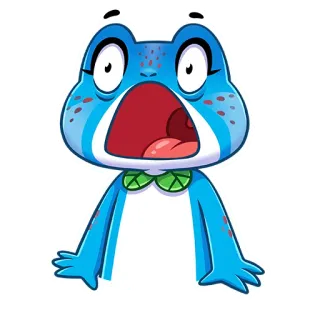 😳 rana, cartone animato, scioccato, sorpreso, blu, bocca aperta, carino whatsapp sticker