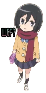 😟 WCF? animé, fille, question, argot telegram sticker