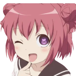 😍 アニメ, 女の子, 可愛い, カートゥーン, ピンク髪, ウインク, ハート目 telegram sticker