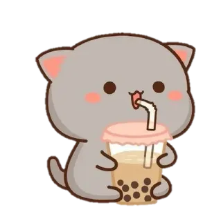 🧃 고양이, 귀여운, 버블티, 동물, 귀여움, 스티커 telegram sticker