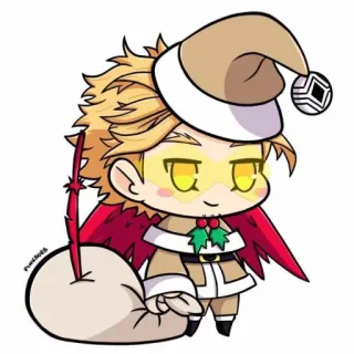 🎅 Hawks My Hero Academia Hawks, My Hero Academia, Noël, Anime, Manga, Chibi, Père Noël, Héros whatsapp sticker