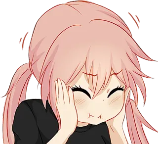 😌 Аниме, Девушка, Каваий, Милый, Розовые Волосы, Мультфильм, Эмоция, Грустный whatsapp sticker