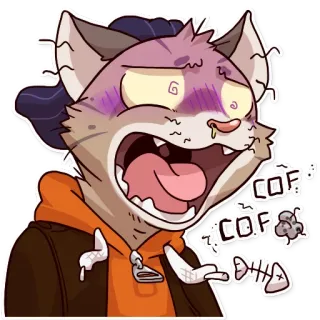 😷 COF! COF! chat, malade, toux, animal, dessin animé, sticker telegram sticker