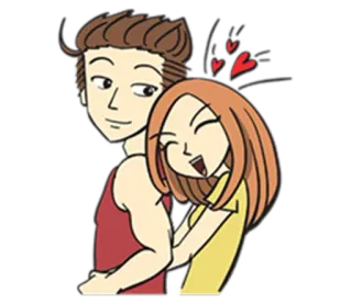 💑 pareja, amor, dibujos animados, lindo, romance, feliz telegram sticker