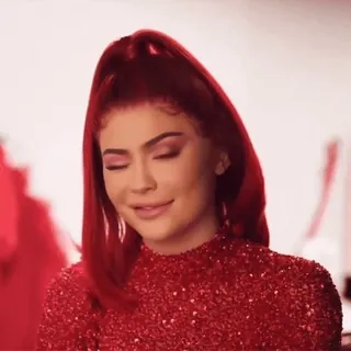 😉 Kylie Jenner makeup, red hair, portrait, woman, beauty whatsapp sticker