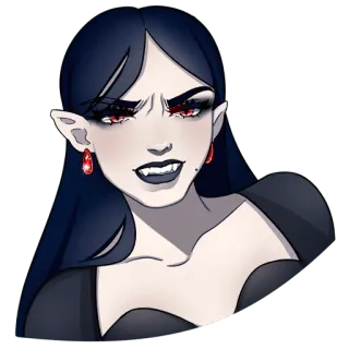 🧛‍♀️ vampiro, gotico, cartone animato, fantasy, donna, zanne, inquietante telegram sticker