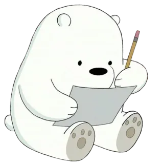 ✍ Ice Bear We Bare Bears urso, urso branco, desenho animado, desenho, papel, lápis, fofo, escrita telegram sticker