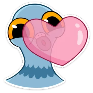 ❤️ นกพิราบ, นก, ฟอง, หัวใจ, รัก, น่ารัก, การ์ตูน telegram sticker
