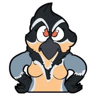 😡 Pássaro de desenho animado, Bravo, Presunçoso, Adesivo de animal, Personagem telegram sticker