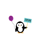 🤦♂️ Fear me, I'm cute pinguim, fofo, animal, balão, placa telegram sticker