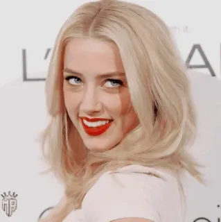 💋 Amber Heard актриса, знаменитость, портрет, блондинка, красная помада telegram sticker