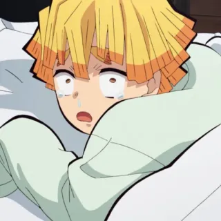💛 Zenitsu Agatsuma Demon Slayer anime, crying, sad, scared, fearful, demon slayer, zenitsu whatsapp sticker
