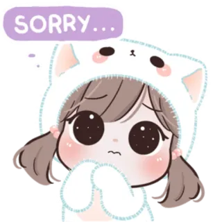🍥 SORRY... desculpa, sinto muito, fofo, desenho animado, triste, garota, arrependimento whatsapp sticker